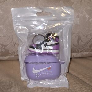 Purple and Black Keychain with Shoe Design